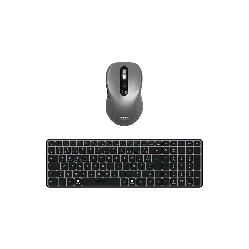Ensemble clavier et souris - rechargeable - compact - sans fil - 2.4 GHz, Bluetooth 5.0 LE - AZERTY ... (900908RFR)_1