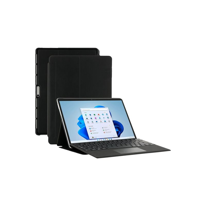 Étui à rabat pour tablette - avec volet - matériau à effet cuir - noir - design écologique - 13" - pour... (068005)_1